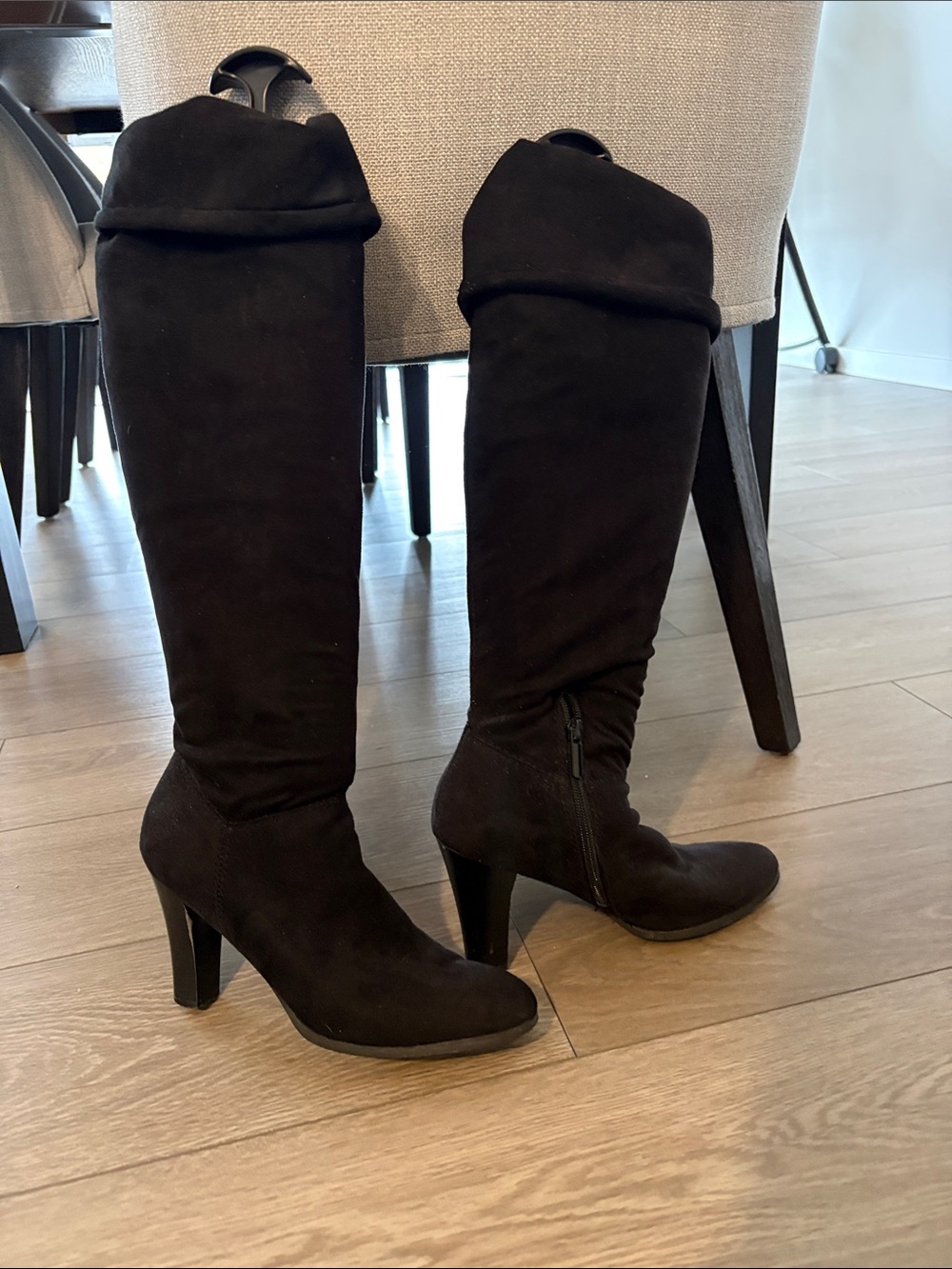 Impo Stretch Women's Black Knee-High Heeled Boots 7
